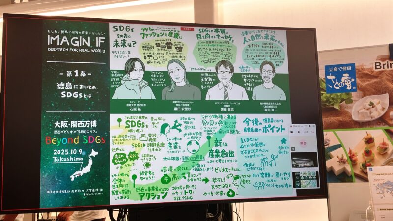 グラレコ大阪万博会場グラフィックレコーディング：徳島県主催ディープテックイベント