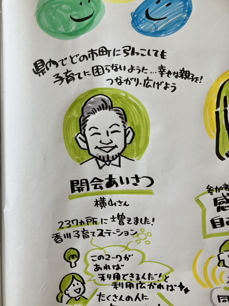 グラレコ香川子育て研修のグラフィックレコーディング