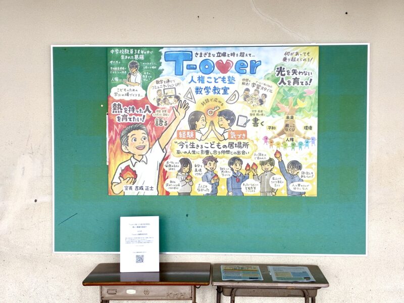 【事業紹介グラレコ】ビジョンイラスト看板：徳島：T-over人権こども塾「数学教室」