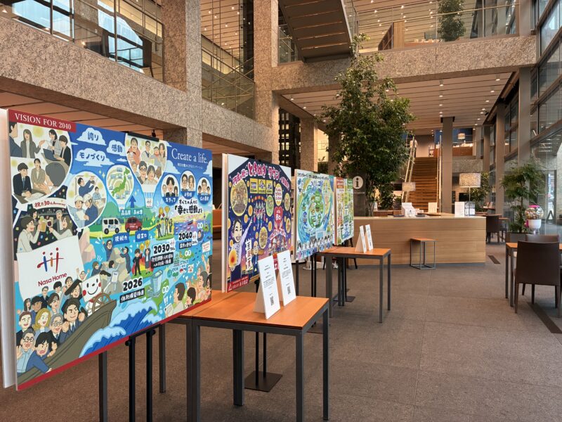 個展『聴いて∞描いたイラスト展』徳島：阿波銀行本店営業部：イラストレーターさのはるか